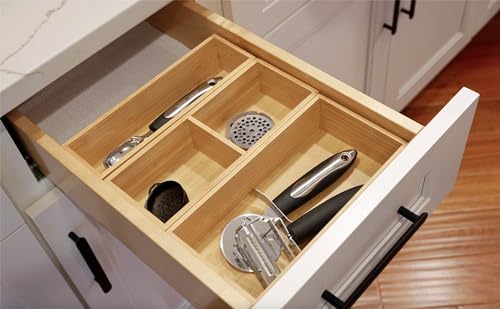 Umilife Drawer Organizer Storage Boxes, 2.5" High Bamboo Drawer Dividers, 3 Rearrangeable Bins for Kitchen, Office Desktop, Clothing, Makeup, vanity, Jewelry - size: 12 x 10 x 2.5" (3 Boxes)