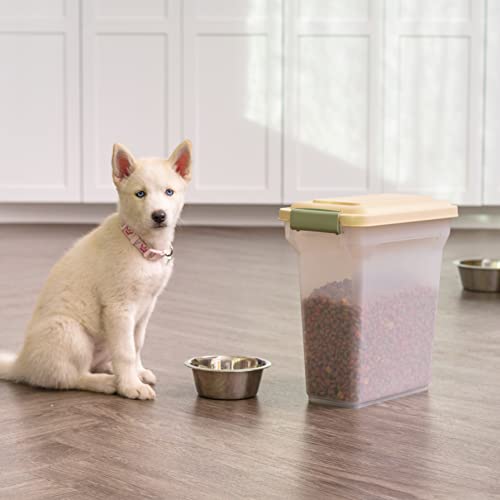 IRIS USA Dog Food Storage Container, Airtight Lid, Up to 13 Pounds Pet Food Storage, Versatile Pet Food Bin, Treats, BPA Free, Almond - color: Almond