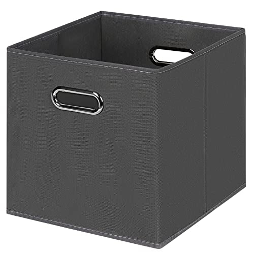 Black Foldable Storage Cubes Bins , Fabric Storage Box Cubes Organizer Baskets with Dual Handles for Home Organizer(Grey) - color: Grey, size: 1 Pack
