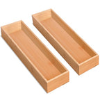 guiogc Silverware Drawer Organizer, Utensil Organizer, Bamboo Storage Box Wood Tray for Drawer Set of 2 - size: 11.6" x 3.15" x 1.8"