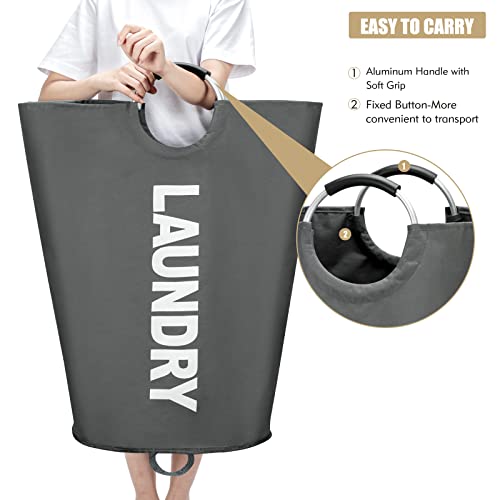 Maxsilan 125L X-Large Laundry Basket, Freestanding Tall Clothes Hamper, Collapsible Laundry Bag, Dark Grey - color: Dark Grey, size: 125L