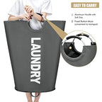 Maxsilan 125L X-Large Laundry Basket, Freestanding Tall Clothes Hamper, Collapsible Laundry Bag, Dark Grey - color: Dark Grey, size: 125L