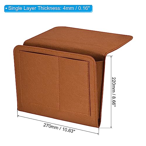 PATIKIL 11in Bedside Caddy, Bed Caddy Bedside Organizer Hanging 5 Pocket Soft Felt Bed Pockets Bedside Storage Organizer Remote Control Holder for Bedroom Phones Glasses, Brown - color: Brown, size: 10.6*8.6inch