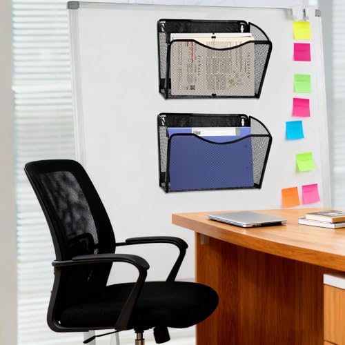 Magnetic File Holder,No Drilling Installation Magnetic File Folder Holder, Magnetic Mail Holder File Organizer for Refrigerat,Whiteboard,Office