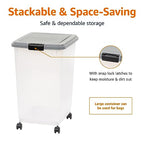 Amazon Basics Airtight Pet Food Storage Container with Scoop, BPA Free, Removable Wheels, 69 QT, Gray - size: 69 QT