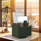 UnionBasic Rotating Desk Organizer, 360 Desk Spinning Caddy, Desktop TV Guide/Mail/Media/Remote Controller Holder Organizer, Woven Green - color: Woven Green