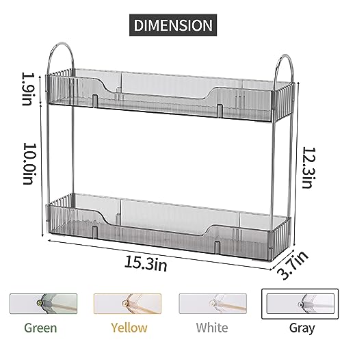 YCIA&DONE 2 Tiers Narrow Vanity Makeup Organizer, Bathroom Organizers Countertop Slim, Perfume Holder Skincare Storage Cosmetic Shelf Spice Rack, for Small Desktop Counter Space, Smoky Gray - color: Smoky Gray