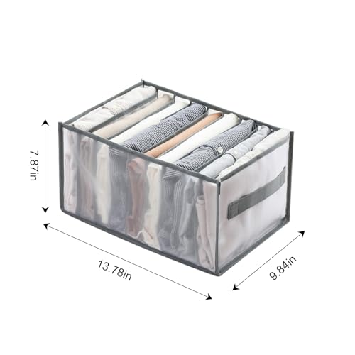 9 Compartment Clothing Organizer for Jeans and Shirts Storage Box with Handles Closet Drawer Solution for Home Use (Grey) - color: Grey3, size: 5.4X3.1X3.8inch