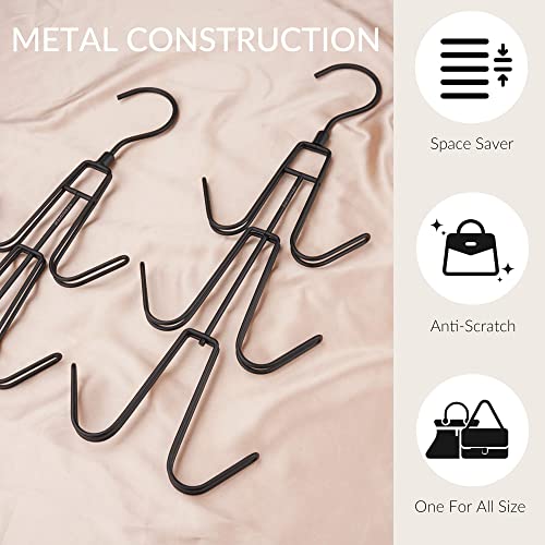 ZEDODIER 2 Pack Purse Organizer for Closet, Heavy-Duty Hanging Purse Hanger Closet Holds Up to 12 Purses, Metal Rotating Space Saving Bag Holder Handbag Storage Hook Backpack Rack, Black - color: Black, size: 2 Pack