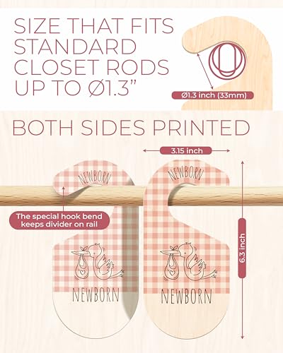 Baby Clothes Organizer - Pink Baby Closet Dividers for Nursery Decor, Storage & Organization - 8 Size Closet Dividers for Hanging Clothes, Gender Neutral Nursery Must-Haves & Accessories - color: Pink Gingham