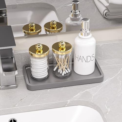 Weenson Small Bathroom Vanity Tray for Countertop Makeup Perfume Jewelry Decor Candle Keys, Bamboo Kitchen Tray for Soap Dispenser Spice, Small Catchall Tray Toilet Tank 7.9"L x 4"W x 0.79"H Silver - color: Silver, size: 7.9" x 4" x 0.8"