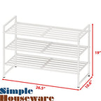 Simple Houseware 3-Tier Stackable Metal Panel Shoes Rack, White - color: White, style: Metal Panel