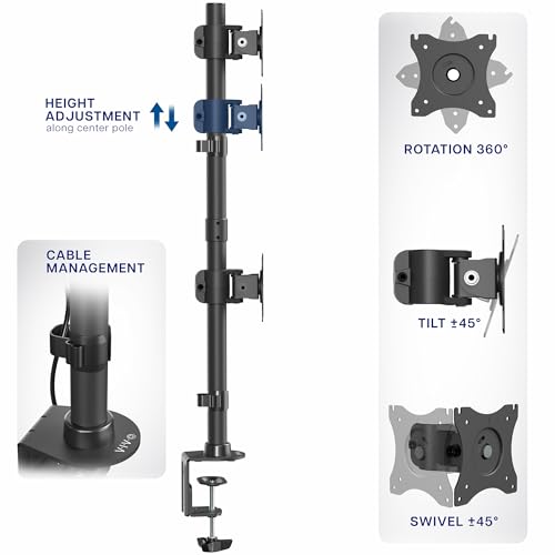 VIVO Dual Monitor Desk Mount Stand with Height Adjustment and VESA Plates for 2 LCD Ultrawide Screens up to 34 inches, Stacked Array, STAND-V002R - color: Black, size: up to 34" screens