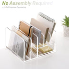 SANRUI Desk Organizers and Accessories, Acrylic Mail Organizer Countertop, 5-Slots File Sorter with Drawer, Desktop Organizer for Office Supplies - style: 5 Sections With Drawer