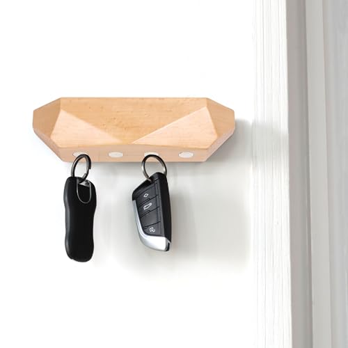 OCIOLI Key Holder Wall Mount Magnetic Key Holder Key Rack Key Hanger Key Hooks for Wall, Home Decor, House Decor, Apartment Decor, Living Room (Wood) - color: Wood