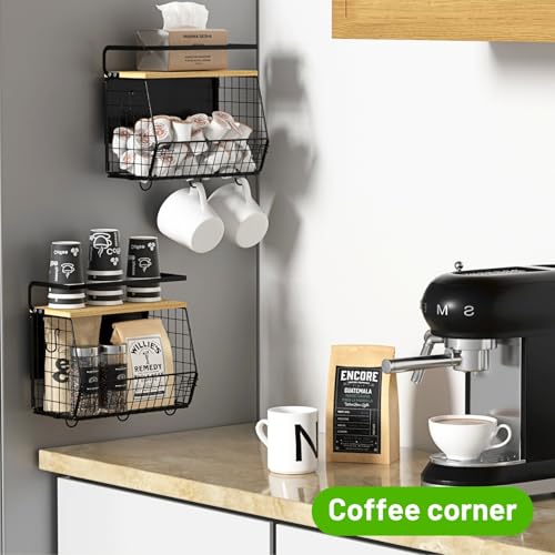 Ofiray-home Magnetic Shelf for Fridge with Wood Lid, Fruit Potato and Onion Storage Bins, Pantry Organizers & Storage, Large Container Magnetic Spice Rack for Refrigerator, Kitchen Counter (Black, 1) - color: Black, size: 1-Small