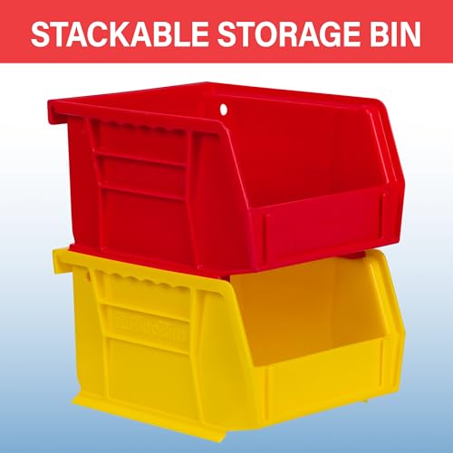 Akro-Mils 30210 AkroBins Plastic Storage Bins, Space-Saving Stackable Bins for Garage, Pantry, Craft Organization, 5" x 4" x 3", Black, 24-Pack - color: Black