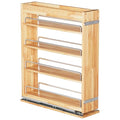 OCG 4-Tier Pull Out Kitchen Cabinet Spice Rack Holder Shelves (5" W x 22" D), spice organization for cabinet Storage Organization, pull out spice racks for inside cabinets - size: 5" W x 22" D Wood (4 tier)