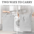 Brookstone Slim Laundry Hamper Bag with Handles, Linen Canvas Laundry Bag with Closable Mesh Top for Dorm Room Storage