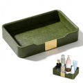 Green Luxury Leather Jewelry Tray - Stylish Desk Accessories & Nightstand Organizer for Holding Jewelry, Watch, Keys, Phone & Wallet (Entryway/Desktop Decor)