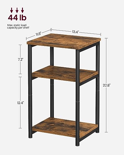 VASAGLE Side Table, Small End Table, Tall Nightstand for Living Room, Bedroom, Office, Bathroom, Rustic Brown and Classic Black ULET273B01 - color: Rustic Brown + Classic Black