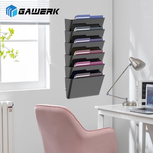 Gawerk Clear Acrylic Single Pocket, Plastic Hanging Wall Mount File Holder for Office Home (Black, 2 Pack) - color: Black, size: 2 Pack