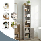 Casaphoria Space-Saving 72" Tall Narrow Bathroom Storage Cabinet, 6-Tier Slim Storage Cabinet with Adjustable Shelves, Anti-Tip Freestanding Display Shelf for Small Spaces, Apartments,White - size: 9.44"L×11.8"W×72.04"H