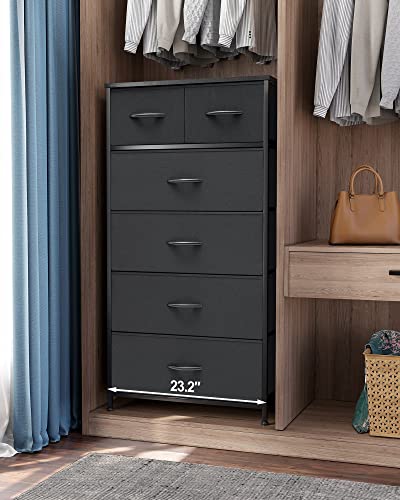 Crestlive Products Vertical Dresser Storage Tower - Sturdy Steel Frame, Wood Top, Easy Pull Fabric Bins - Organizer Unit for Bedroom, Entryway, Closets - 6 Drawers (Black) - color: Black, style: 6 Drawers