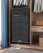 Crestlive Products Vertical Dresser Storage Tower - Sturdy Steel Frame, Wood Top, Easy Pull Fabric Bins - Organizer Unit for Bedroom, Entryway, Closets - 6 Drawers (Black) - color: Black, style: 6 Drawers