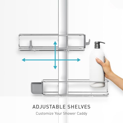simplehuman Adjustable and Extendable Shower Caddy XL, Stainless Steel and Anodized Aluminum - style: Extra-Large