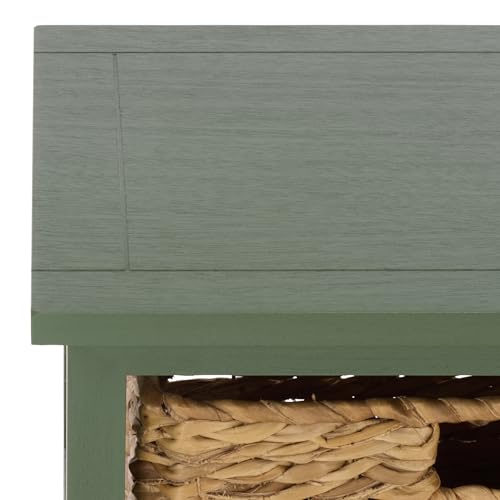 SAFAVIEH Home Collection – Halle Dusty Green 3-Drawer Basket Storage Side Table, Coastal Accent Design, Fully Assembled (AMH5738J) - color: Dusty Green