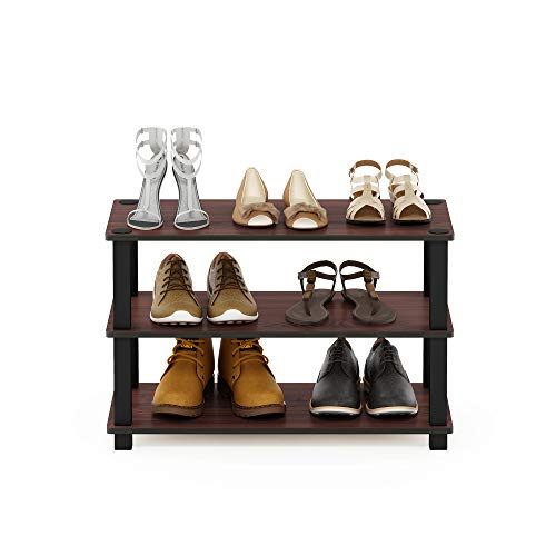 Furinno Turn-S-Tube 3-Tier Shoe Rack, Dark Cherry/Black - color: Dark Cherry/Black, size: 3-Tier (23.6"W)