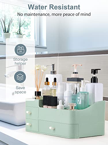 Makeup Organizer with Drawers,Large Capacity Countertop Organizer for Vanity,Bathroom and Bedroom Desk Cosmetics Organizer for Skin Care,Brushes, Eyeshadow, Lotions, Lipstick, Nail Polish - color: Green-Large
