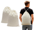 COTTON CRAFT Large Laundry Bag Backpack - 2 Pack Heavy Duty Durable Canvas Drawstring Closure Laundry Bag - Washable Utility Sack, College Dorm Hamper, Travel Laundry Organizer -18x24 inches - Natural - size: Backpack / 2 Pack
