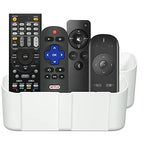 suptek Remote Control Holder Wall Mount，Hole-Free TV Remote Holder for 3 or 4 Remotes, White, Quantity 2, (S4W2) - color: White-2 Pack