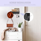 VIS'V Key Holder Wall Mount, Compact Adhesive Key Rack with Tray, 6 Hooks, 2 Mount Options, Black - color: Black