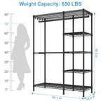 Ulif F2 Clothes Rack, 5 Tiers Heavy Duty Garment Rack for Bedroom, Freestanding Adjustable Closet Storage Organizer, 46.1" W x 15.4" D x 78.3" H, Load 630lbs, Upgraded Black - color: Black