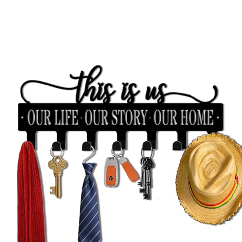 Key Holder Wall Mount, This is Us Sign, Key Holder Wall for Wall Decorative with 6 Hooks, Organizer Rack Hanger for Entryway, Front Door, Hallway, Office 9.8 inches - color: This is Us