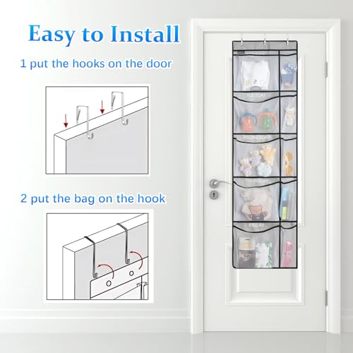 Weekly Kids Clothes Organizer - Day of Week School Clothing Organizer, Monday to Friday Time Save, No Odour, 5-Shelf Hanging Closet Storage (Grey), 2 Pack