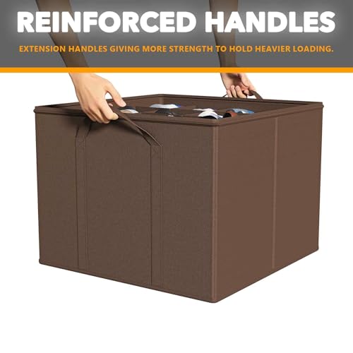 SpaceAid Shoe Organizer for Closet, 2 Pack Foldable Shoe Storage Containers Baskets Boxes Bins w/Adjustable Dividers, Fits 16-32 Pairs, Brown - color: Brown