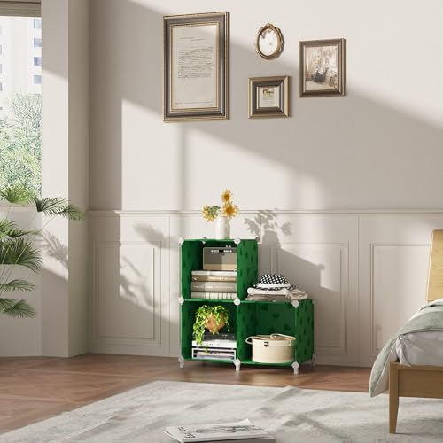 UNKU Cube Storage Organizer, 3 Cube Closet Organizer Storage Shelves, DIY Stackable Bookcase, Clothes Organizer Shelf for Closet, Bedroom, Living Room, Cabinet, Home, Office, Green - color: Red, size: 3cube