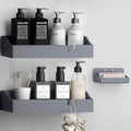 Acrylic Shower Caddy Bathroom Organizer,Rustproof Shower Shelves - No Drilling Wall Mount Shelf, Adhesive Bathroom Storage For Shampoo With Soap Holder 3 Pack - color: Dark Grey