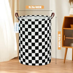 LANGYASHAN Laundry Basket Canvas Fabric Collapsible Organizer Basket for Storage Bin Toy Bins Gift Baskets Bedroom Clothes Children Nursery Hamper (Racing flag) - color: Racing flag