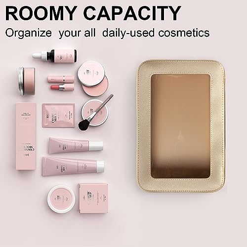 LETGO Clear Makeup Bags, TSA Approved Toiletry Bag with Zipper, Clear Makeup Organizer Fit Carry-on Travel Essentials,Clear Cosmetic Bags for Women Men (C-Gold) - color: C-Gold