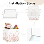 Clastyle 3 pcs 11.8'' Spring Summer Flower Storage Basket for Shelves with Metal Frame Large Butterfly Girl Clothes Toy Book Cube Bin for Bedroom Playroom,Pink - color: Watercolour
