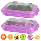2-Piece Airtight Food Storage Containers Set – Avocado Saver, Onion Keeper, Silicone Kitchen Organizers for Fridge, Reusable & Leak-Proof to Lock in Freshness K05-Purple - color: Purple