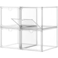 Clear Shoe Storage Boxes Stackable, Display Case With Magnetic Door, 4 Pack Acrylic, Plastic Shoe Boxes With Lids, Sneaker Storage - size: Front Door-4pcs