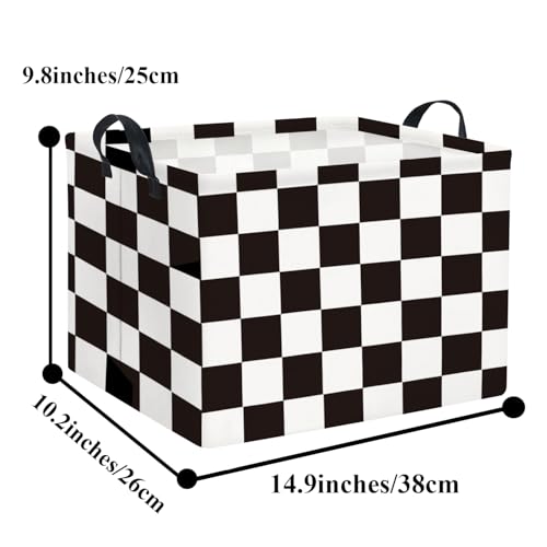 HIYAGON Rectangular Car Basket for Boys Checkered Basket Kids Baby Storage Bin Toy Organizer Box Car Room Decor(Racing Flag) - color: Racing Flag