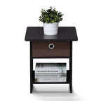 Furinno Dario End Table / Side Table / Night Stand / Bedside Table with Bin Drawer, 1-Pack, Dark Walnut - color: Dark Walnut, size: 1-Pack, Upper Bin