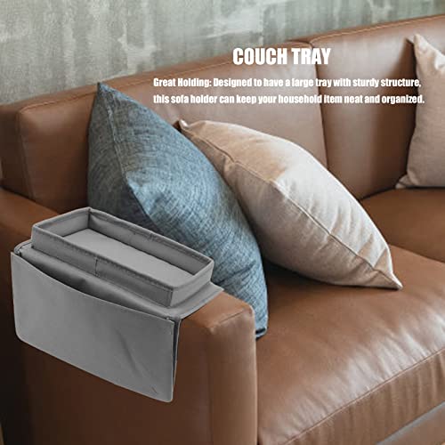 Couch Sofa Armrest Organiser Arm Chair Caddy Bedside Storage Pocket,600D Oxford Cloth Side Pockets Sofa Arm Table Armrest Tray TV Remote Holder Bed Storage Pocket (Grey) - color: Grey